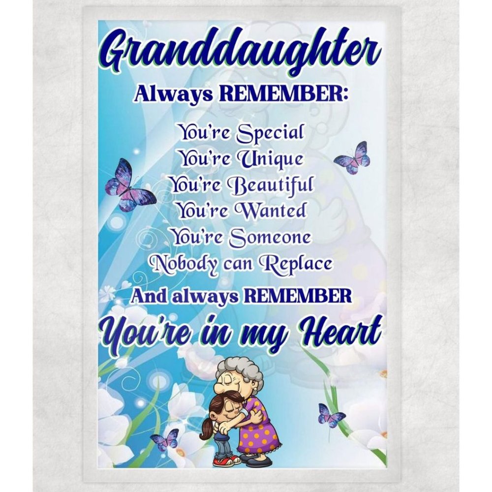 Granddaughter Poem Laminated Print Unframed Poem Picture 8.5x11 Gifts